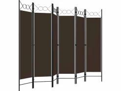 Clearance Biombo divisor de 6 paneles marrón 240x180 cm ES403632 Marru00f3n