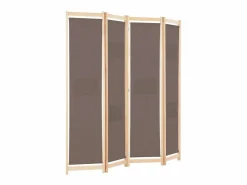 Outlet Biombo divisor de 4 paneles de tela marrón 160x170x4 cm ES512457 Marru00f3n