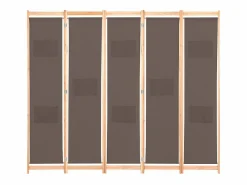 Best Biombo divisor de 5 paneles de tela marrón 200x170x4 cm ES236538 Marru00f3n