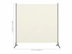 Discount Biombo divisor de tela blanco 175x180 cm ES487951 Crema