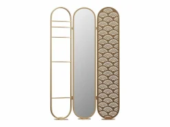 Online Biombo espejo art déco de metal, 3 paneles, L. 117 x A. 175cm, MAVICA Biombo