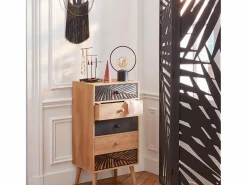 Sale Atmosphera Biombo Separador Ambientes 3 Paneles Madera Akira Salón Dormitorio Negro