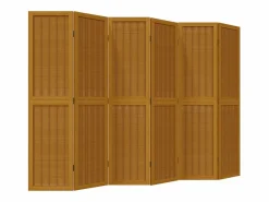 Sale Biombo separador de 6 paneles madera maciza paulownia marrón ES625835 Biombo