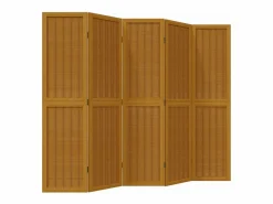 Best Biombo separador de 5 paneles madera maciza paulownia marrón ES729638 Marru00f3n
