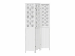 Best Biombo separador de 3 paneles madera maciza Paulownia ES977445 Blanco