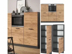 Discount Bloque de cocina oro power roble/antracita 180x46x81.6 r-line Cocina Completa