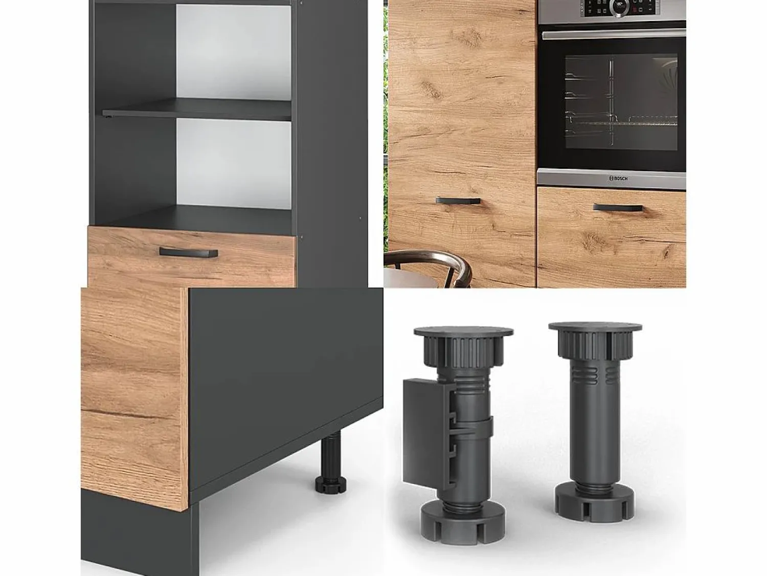 Discount Bloque de cocina oro power roble/antracita 180x46x81.6 r-line Cocina Completa