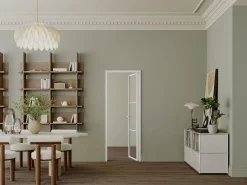 Vente-unique Bloque de puerta blanca reversible de aluminio y vidrio templado - Alt. 204 x An. 83 cm - MASERU