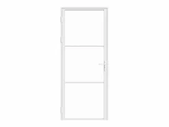 Vente-unique Bloque de puerta blanca reversible de aluminio y vidrio templado - Alt. 204 x An. 83 cm - MASERU