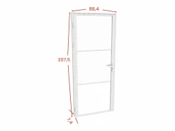 Vente-unique Bloque de puerta blanca reversible de aluminio y vidrio templado - Alt. 204 x An. 83 cm - MASERU