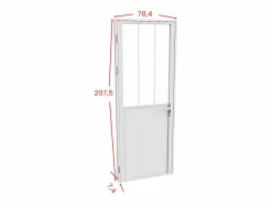 Vente-unique Bloque de puerta reversible, aluminio, MDF y vidrio templado, Alt. 204 x An. 73 cm, ERMELO
