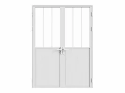 Sale Vente-unique Bloque de puerta reversible, MDF y vidrio templado - 2 x Alt. 204 x An. 83 cm - ERMELO Blanco