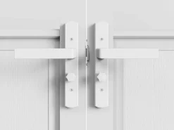 Sale Vente-unique Bloque de puerta reversible, MDF y vidrio templado - 2 x Alt. 204 x An. 83 cm - ERMELO Blanco