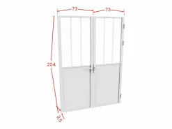 Vente-unique Bloque de puerta reversible, MDF y vidrio templado - 2 x Alt. 204 x An. 73 cm - ERMELO