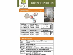 GD Menuiseries Bloque de Puerta de Vidrio Tana Blanco H204 x L83 Mesa con Varillas de Empuje Izquierda