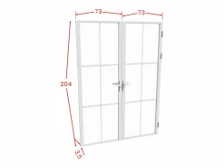 Vente-unique Bloque de puerta doble - aluminio y vidrio templado - - 2 x 204 x 73 cm - SEROTO