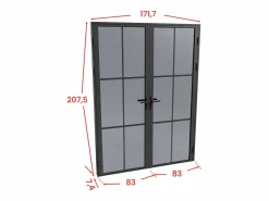 New Bloque de puerta doble reversible de vidrio templado ahumado - 2 x Alt. 204 x An. 83 cm - SEROTO Puerta Con Marco
