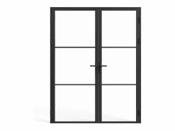 Vente-unique Bloque de puerta doble reversible de aluminio y vidrio templado - Alt. 204 x An. 2 x 73 cm - MASERU
