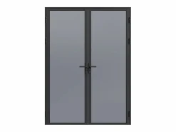 Outlet Bloque de puerta doble reversible de vidrio templado ahumado - 2 x Alt. 204 x An. 73 cm - LOXTON Puerta Con Marco