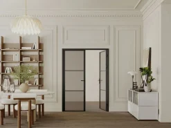 Vente-unique Bloque de puerta doble reversible - vidrio ahumado - 2 x Alt. 204 x An. 73 cm - - MASERU Negro