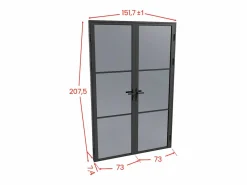 Vente-unique Bloque de puerta doble reversible - vidrio ahumado - 2 x Alt. 204 x An. 73 cm - - MASERU Negro