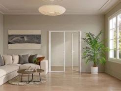 Hot Vente-unique Bloque de puerta doble reversible - Vidrio templado - - 2 x Alt. 204 x An. 83 cm - LOXTON Blanco