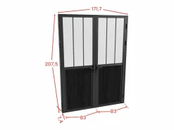 Best Bloque de puerta doble reversible , vidrio translúcido estilo taller, 2 x Alt. 204 x An. 83 cm, ERMELO Puerta Con Marco