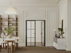 Vente-unique Bloque de puerta doble reversible - aluminio, vidrio templado - 2 x Alt. 204 x An. 83 cm - - SEROTO