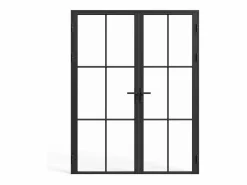 Vente-unique Bloque de puerta doble reversible - aluminio, vidrio templado - 2 x Alt. 204 x An. 83 cm - - SEROTO