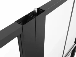 Vente-unique Bloque de puerta doble reversible - aluminio, vidrio templado - 2 x Alt. 204 x An. 83 cm - - SEROTO