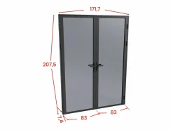 Vente-unique Bloque de puerta doble reversible de vidrio templado ahumado - 2 x Alt. 204 x An. 83 cm - LOXTON