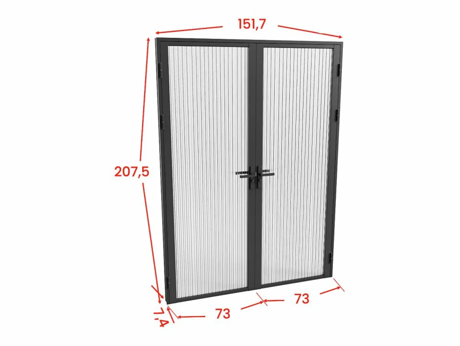 Sale Vente-unique Bloque de puerta doble reversible - vidrio texturizado - 2 x Alt. 204 x An. 73 cm - - LOXTON Negro