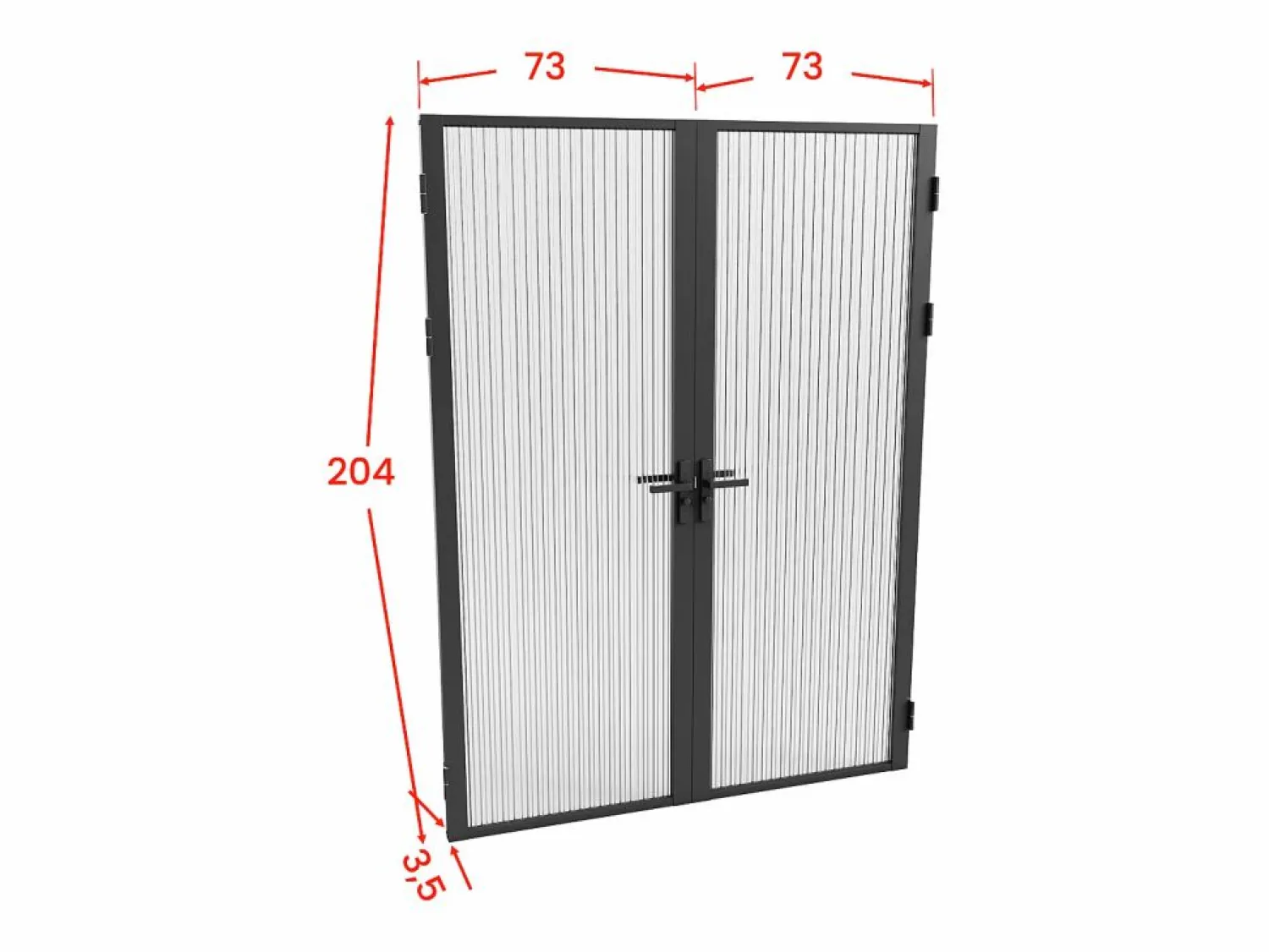 Sale Vente-unique Bloque de puerta doble reversible - vidrio texturizado - 2 x Alt. 204 x An. 73 cm - - LOXTON Negro
