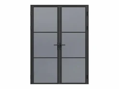 Online Vente-unique Bloque de puerta doble reversible - vidrio ahumado - 2 x Alt. 204 x An. 83 cm - - MASERU Negro