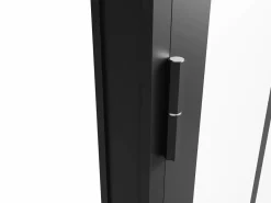 Hot Vente-unique Bloque de puerta estilo taller reversible de aluminio, MDF y vidrio templado - Alt. 204 x An. 73 cm - ERMELO Negro
