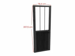 Hot Vente-unique Bloque de puerta estilo taller reversible de aluminio, MDF y vidrio templado - Alt. 204 x An. 73 cm - ERMELO Negro