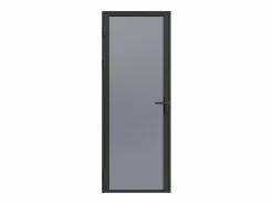 Vente-unique Bloque de puerta reversible de aluminio y vidrio templado ahumado - Alt. 204 x An. 73 cm - - LOXTON