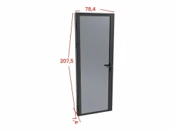 Vente-unique Bloque de puerta reversible de aluminio y vidrio templado ahumado - Alt. 204 x An. 73 cm - - LOXTON