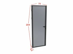 Vente-unique Bloque de puerta reversible de aluminio y vidrio templado ahumado - Alt. 204 x An. 73 cm - - LOXTON