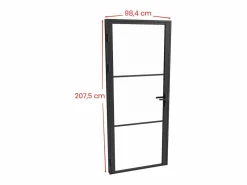 New Vente-unique Bloque de puerta reversible de aluminio y vidrio templado - Alt. 204 x An. 93 cm - MASERU Negro