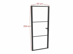 New Vente-unique Bloque de puerta reversible de aluminio y vidrio templado - Alt. 204 x An. 93 cm - MASERU Negro