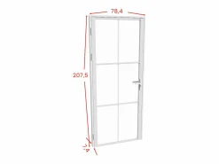 Vente-unique Bloque de puerta reversible de aluminio y vidrio templado - Alt. 204 x An. 73 cm - SEROTO