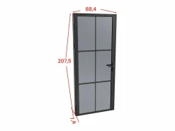 Vente-unique Bloque de puerta reversible de aluminio y vidrio templado ahumado - Alt. 204 x An. 83 cm - - SEROTO