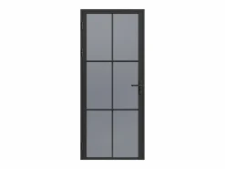 Outlet Vente-unique Bloque de puerta reversible de aluminio y vidrio templado ahumado - Alt. 204 x An. 73 cm - - SEROTO Negro