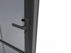 Outlet Vente-unique Bloque de puerta reversible de aluminio y vidrio templado ahumado - Alt. 204 x An. 73 cm - - SEROTO Negro