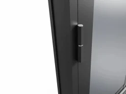 Outlet Vente-unique Bloque de puerta reversible de aluminio y vidrio templado ahumado - Alt. 204 x An. 73 cm - - SEROTO Negro