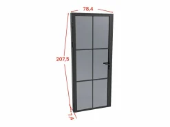 Outlet Vente-unique Bloque de puerta reversible de aluminio y vidrio templado ahumado - Alt. 204 x An. 73 cm - - SEROTO Negro
