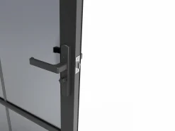 Outlet Vente-unique Bloque de puerta reversible de aluminio y vidrio templado ahumado - Alt. 204 x An. 73 cm - - SEROTO Negro