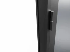Hot Vente-unique Bloque de puerta reversible de aluminio y vidrio templado ahumado - Alt. 204 x An. 83 cm - - LOXTON Negro