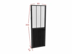 Hot Bloque de puerta reversible , vidrio templado translúcido estilo taller, Alt. 204 x An. 83 cm, ERMELO Puerta Con Marco